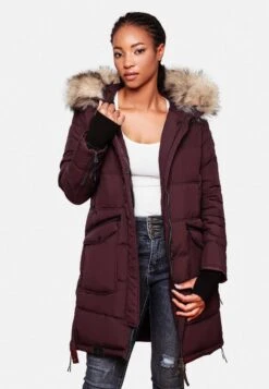 Marikoo Chaskaa - Cappotto Invernale - Dark Red Melange -Moda Cappotti Donna db1bae83b8ef4c03972fca4972eff092